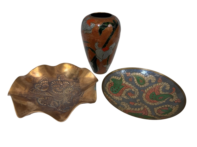 (3) pieces of Brass; 2 Enameled