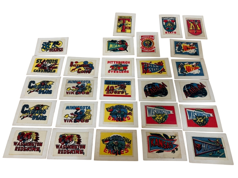 (27) 1961 Topps Flocked Stickers Series NFL, NCAA