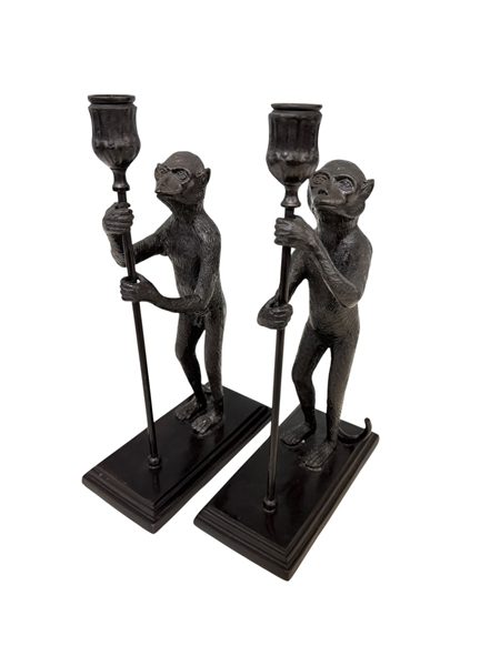 Pair Maitland Smith Monkey Candle Sticks