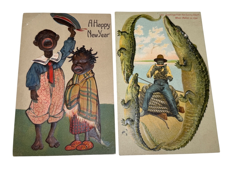 (2) Black Americana Vintage Postcards