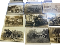 (25) Real Photo Postcards Wagons, Horses, Cars, Grocers