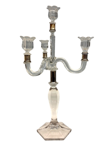 3-Arm Center Top Crystal Candelabra
