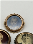 (5) Victorian Gold Filled Mourning Photo Brooches (1) With 10k Gold Rims