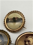 (5) Victorian Gold Filled Mourning Photo Brooches (1) With 10k Gold Rims