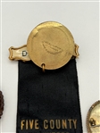 (5) Victorian Gold Filled Mourning Photo Brooches One With Ribbon