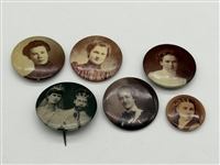 (6) Victorian Mourning Buttons With Photographs
