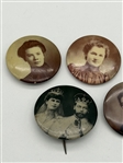 (6) Victorian Mourning Buttons With Photographs