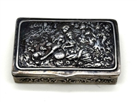 .800 Silver Repousse Galante Scene Snuff Box