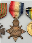 (4) World War I French, British, U.S. Medals