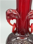 (3) Chinese Cherry Amber Vases Elephant Handles 