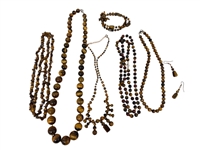 Group of Heavy Tiger Eye Stone Jewelry