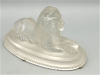 John Derbyshire Frosted Glass Lion Paperweight