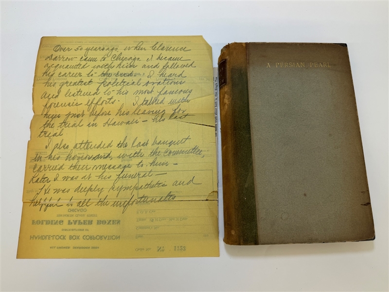 "Persian Pearl" by Clarence Darrow 1899 Inscribed by Famous Lawyer Clarence Darrow
