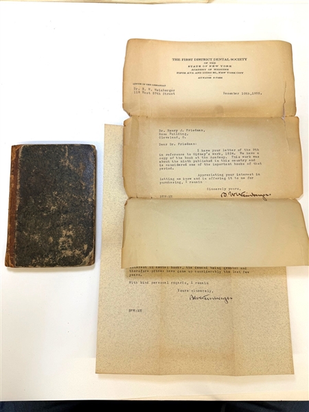Eleazer Gidney "Treatise on the Structure Diseases and Management of the Human Teeth" 1824 First Edition, Includes Letters