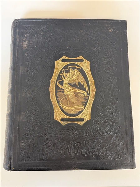 "Family Bible" 1869 Full Ornate Tool Leather Boards
