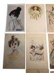 (10) Art Nouveau Postcards; Henri Boutet, Cocorico, Hand Tinted, Women's Fashion