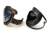 (2) Large Chunky Sterling Silver Cuff Bracelets