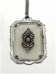 (2) Camphor Glass Pendant with Chain and Brooch With Diamond