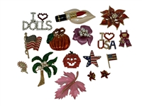 (16) Enamel and Rhinestone Brooches