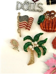 (16) Enamel and Rhinestone Brooches