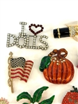 (16) Enamel and Rhinestone Brooches