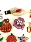 (16) Enamel and Rhinestone Brooches