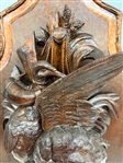 Swiss/German Black Forest Hand Carved Fruits of the Hunt Wall Plaque