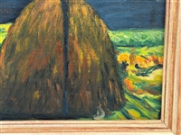 Unsigned Oil Haystack Under Cloudy Skies