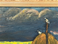 Unsigned Oil Haystack Under Cloudy Skies