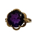 14k Gold Ring with Round Amethyst High Cathedral Setting