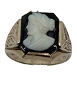 14k Gold Cameo Ring in Black and White
