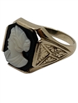 14k Gold Cameo Ring in Black and White