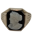 14k Gold Cameo Ring in Black and White