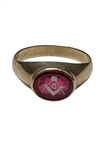 14k Gold Ring with Ruby and Masons Symbol