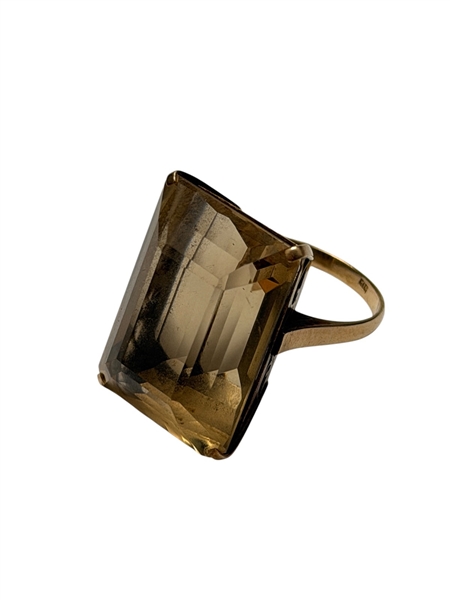14k Gold Ring with Emerald Cut Citrine