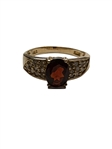 14k Gold Ring with Diamonds and Garnet