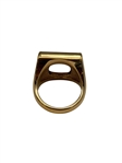 14k Gold Ring with White Crosshatch Cabochon Stone