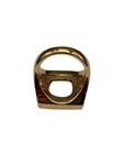 14k Gold Ring with White Crosshatch Cabochon Stone