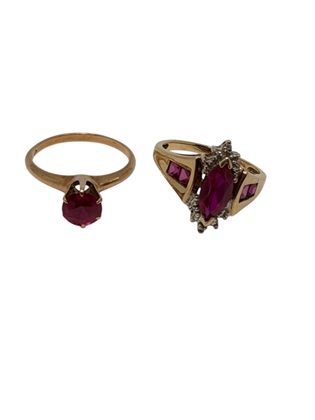 (2) 10k Gold Rings with Rubies