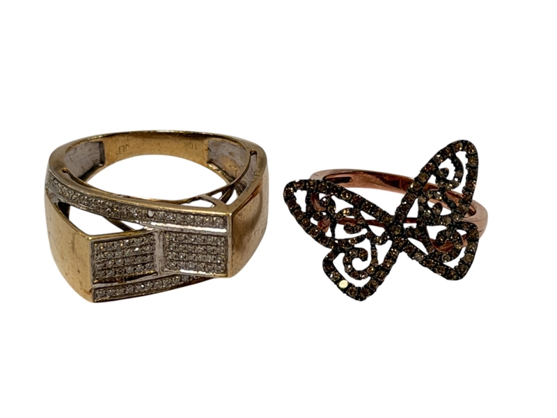 (2) 10k Gold Diamond Rings