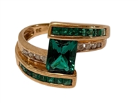(3) 10k Gold Rings with Emeralds, Hiddenite, Black Onyx
