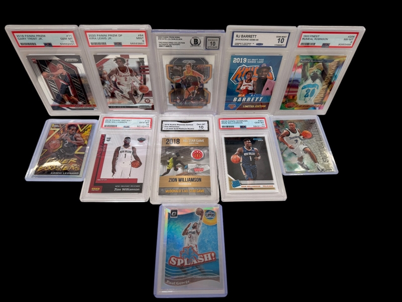 (11) Basketball Cards: (8) Graded Cards: Trent, Lewis, Katie Lou Samuelson, RJ Barrett, Robinson, Williamson