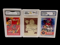 (3) Tom Brady Graded Football Cards