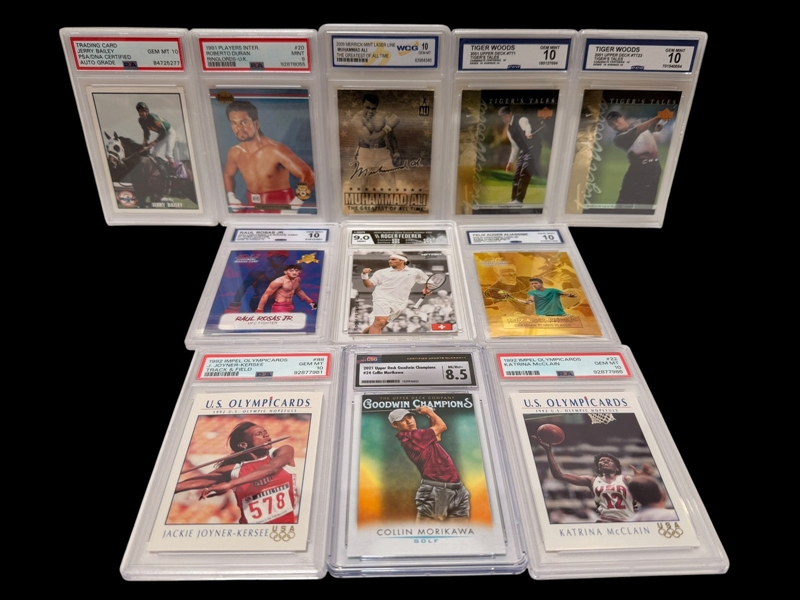 (11) Graded Multi-Sport Cards; Olympics, Tiger Woods, Boxing, Tennis