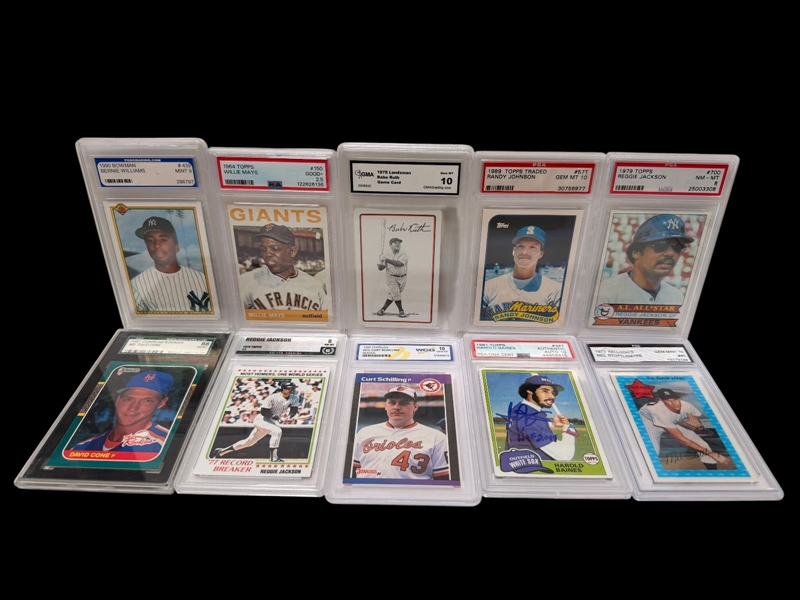 (10) Graded Baseball Cards; Including 1964 Topps Willie Mays