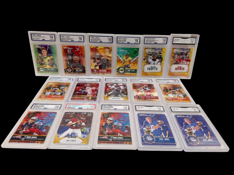 (16) Graded Football Cards; Jalen Hurts, Trey Lance, Mac Jones, Justin Fields