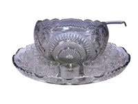 Vintage L.E. Smith Punch Bowl Set Pinwheel and Stars Pattern