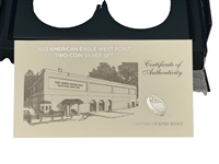 2013 American Eagle Two Coin Silver Reverse Proof & UNC Set OB COA
