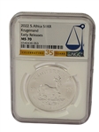(2) South Africa Graded Coins; 2022 Krugerrand MS70, 2019 5R Elephant FDI MS70