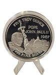 1987 (5) Troy Ounces .999 Silver Round Pope John Paul II Visits the US 